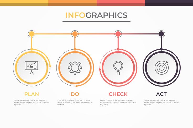 Infografía moderna 3d plantilla de negocio con 4 pasos, opciones o procesos. Infografía de análisis de swot. vector