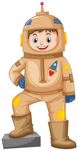 Happy boy in brown spacesuit vector