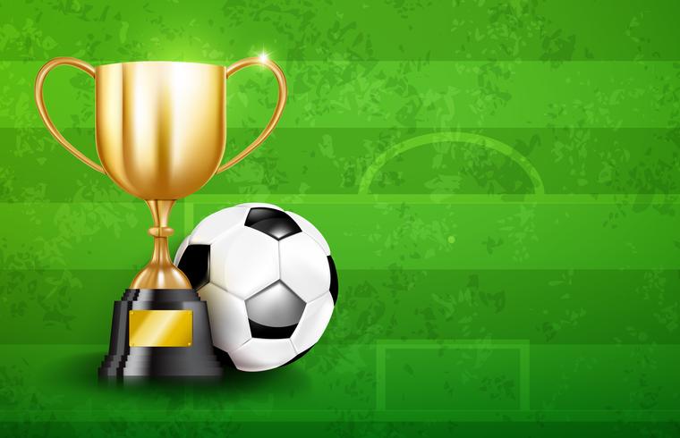 Golden trophy cups and Soccer ball 003 vector