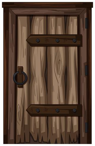 Old wooden door on white background vector