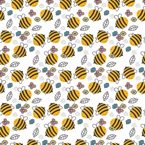 Hand Drawn Bee Pattern vector