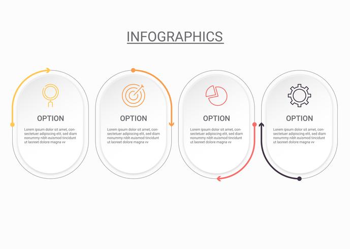 Diagrama de infografías con 4 pasos, opciones o procesos. Plantilla de negocio de vector para la presentación. Visualización de datos empresariales.