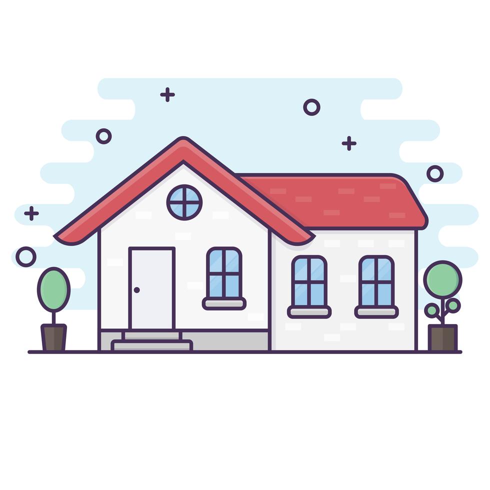 Line art style. House ilustration vector background. home concept