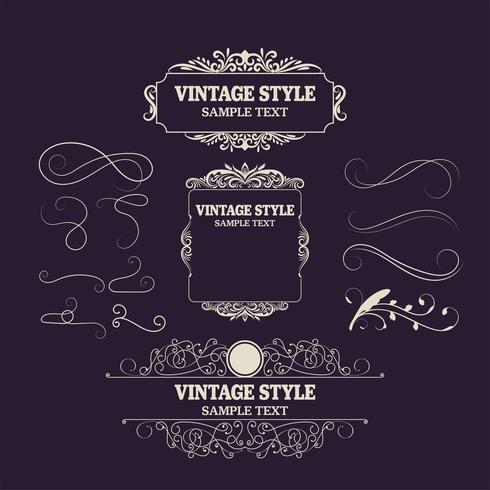 Vintage Decorations Elements and Frames. Retro Style Design New Collection for Invitations, Banners, Posters, Placards, Badges vector