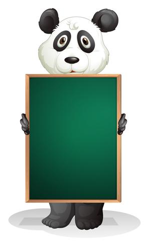 Un panda en el fondo de una pizarra vacía. vector