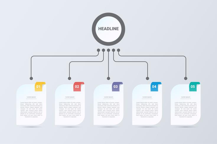 five steps infographics. Vector business template for presentation and training.