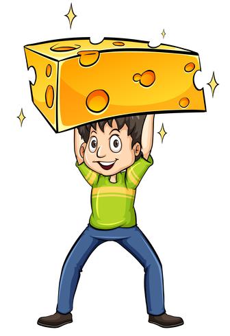 Man carrying a cheese vector