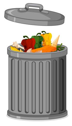 Isolated metallic trash can vector