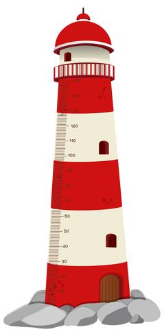 Growth mearsuring chart with lighthouse on rock vector