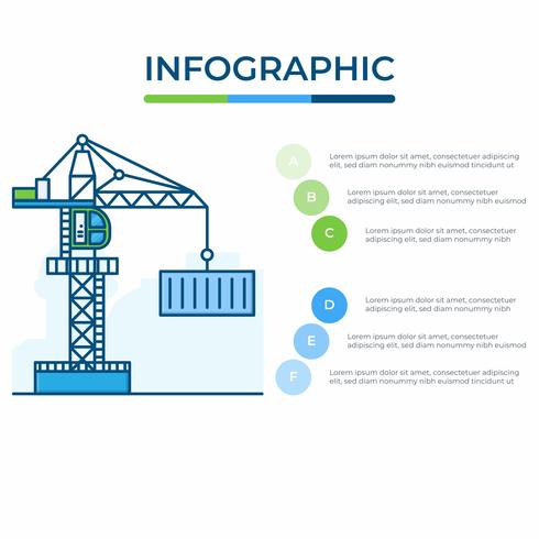 Business infographic. Infographics diagram with Crane. template for presentation. freight transport and logistics concept. vector