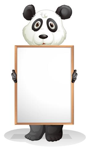 Un panda sosteniendo un tablero vacío. vector