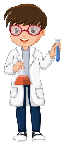 scientist Holding Beaker and Test Tube vector