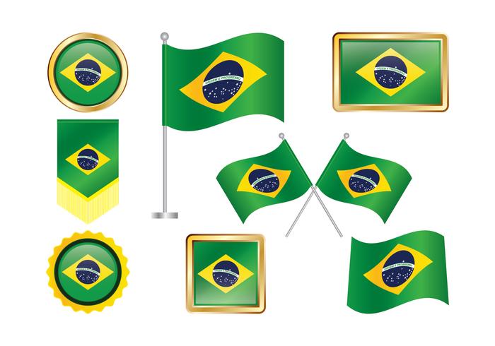 Conjunto de imágenes prediseñadas de la bandera de Brasil vector