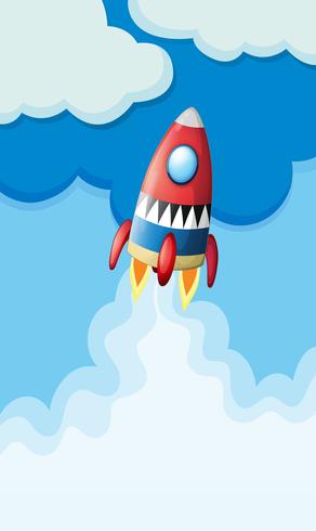 Rocket flying in the sky vector