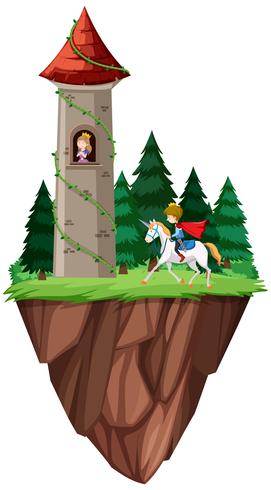 Castillo de príncipe y princesa aislado vector