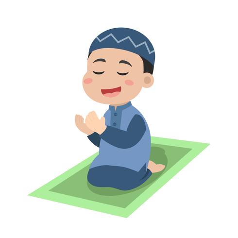 Little boy praying to Allah vector