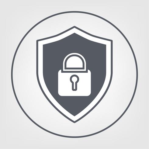 Shield with padlock icons flat design style. security concept. vector