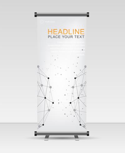 Roll up banner stand template. Abstract  Geometric and Global network connections with points and lines. vector