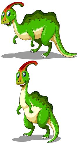 Parasaurolophus verde de pie y agacharse vector