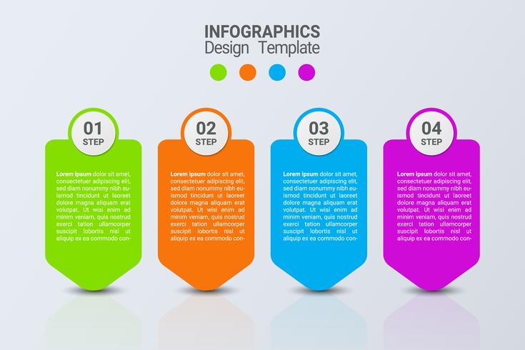 Infografía de cuatro pasos. Plantilla de negocio de vector