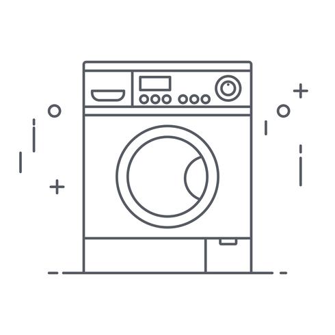 Thine Line art Washing machine for web icons. ilustration vector symbol.
