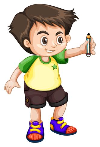 young kid holding a pencil vector