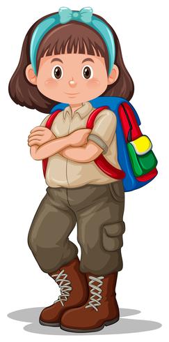 A brunette girl scout character vector