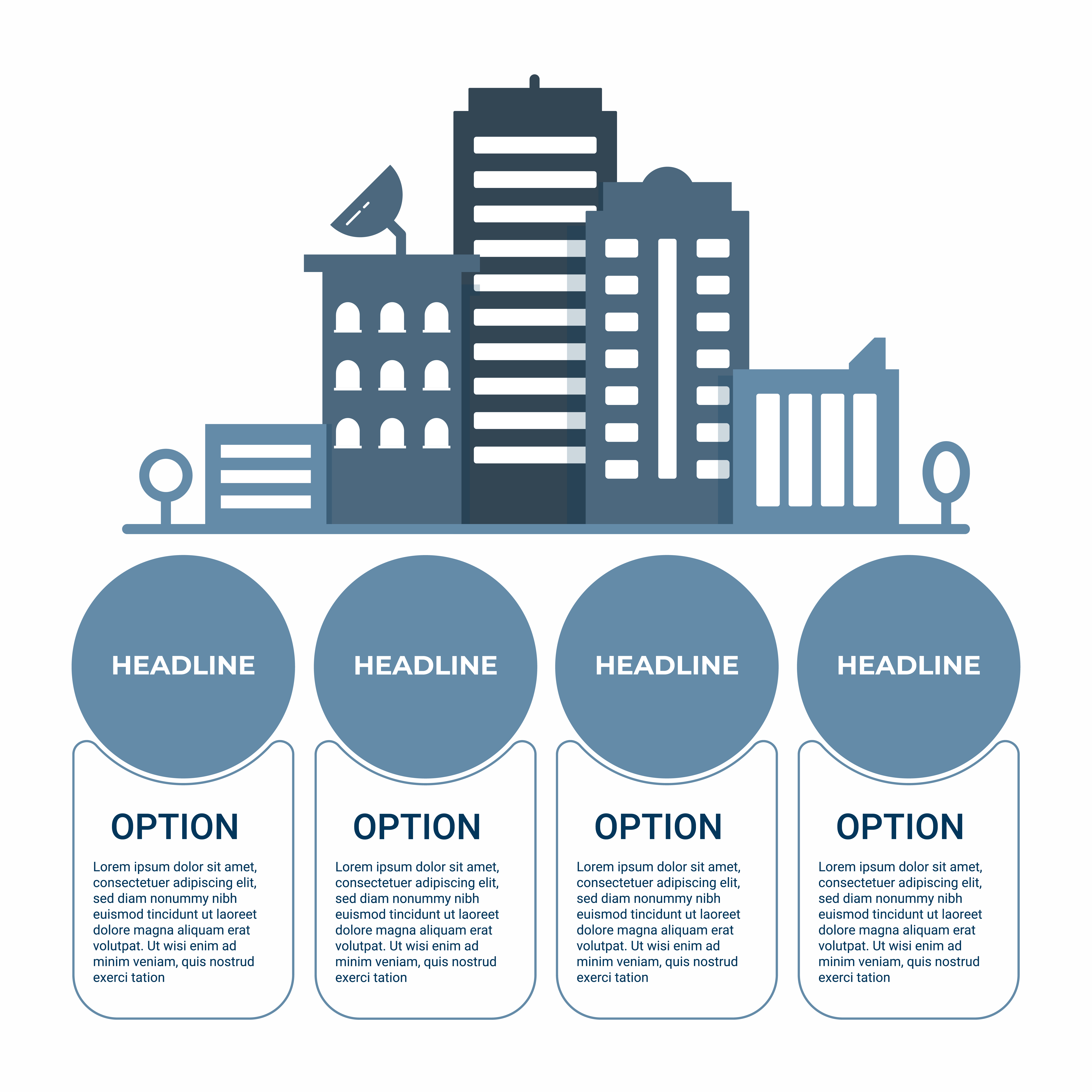 Business infographic. Infographics diagram with cityscape building