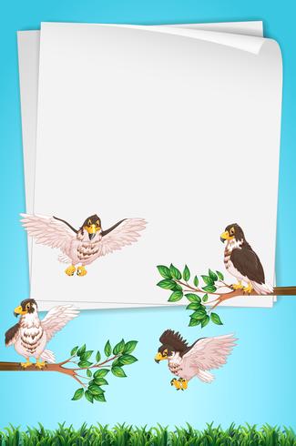 Paper template with eagles in background vector