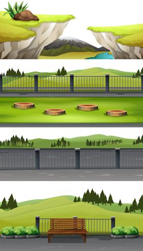 Set of national park scene vector