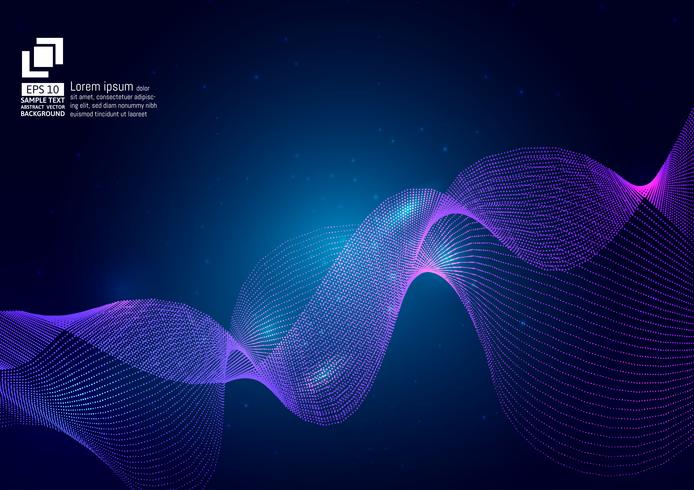 Purple Color Waves Particle On Blue Background Abstract