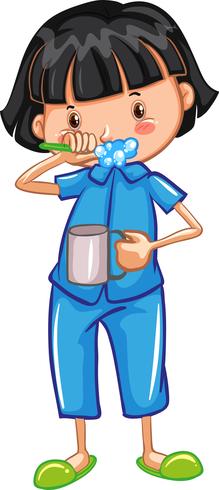 A girl brushing teeth vector