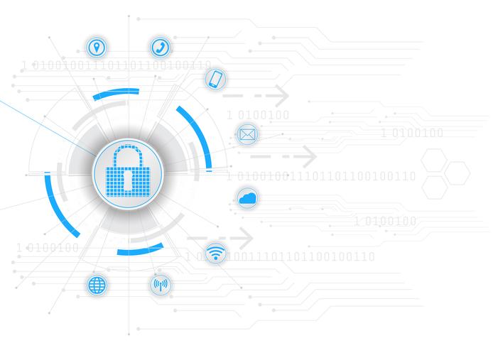 Concepto de seguridad Cerrado Candado en seguridad cibernética digital Azul Resumen Hola Velocidad Tecnología de Internet Vector de fondo Ilustración