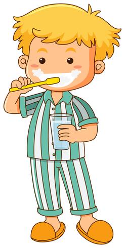 Little boy brushing teeth vector