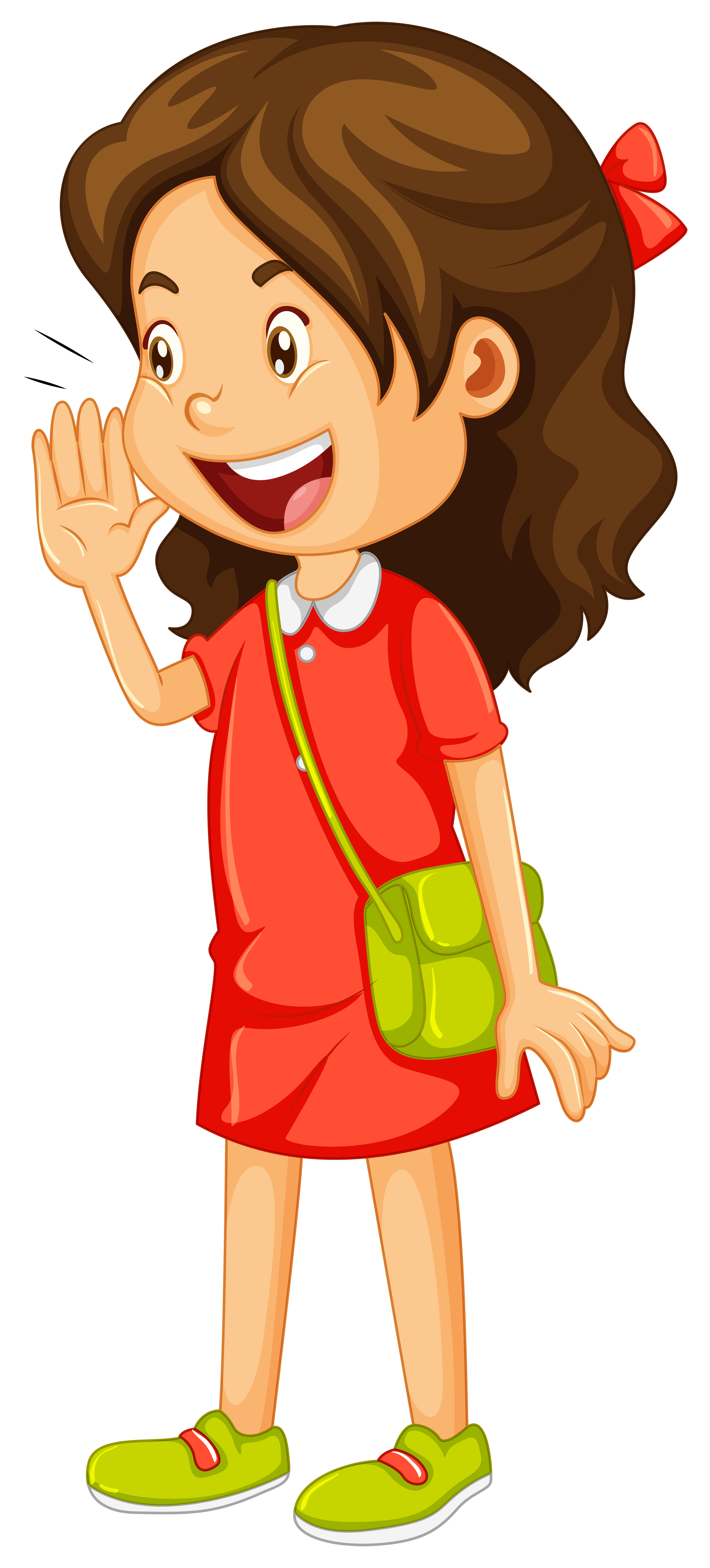 Little girl in red dress shouting 550080 Vector Art at Vecteezy