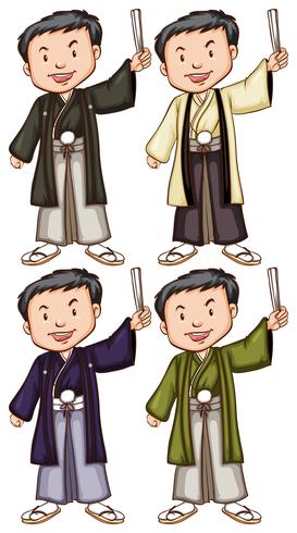 Simples bocetos de hombres de asia. vector