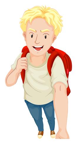 Man with red backpack vector