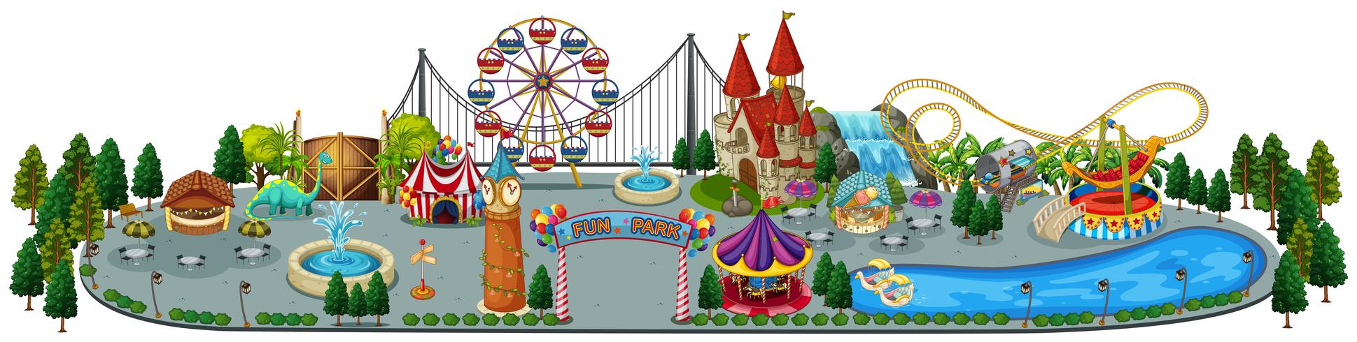 Mapa de un parque de atracciones divertido vector