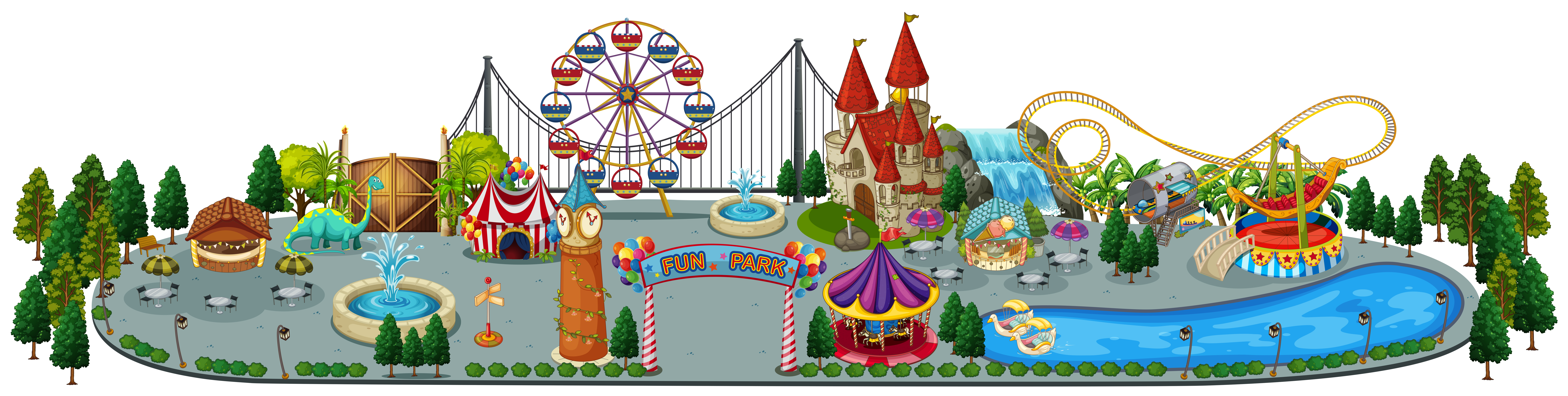 Amusement Park Map Vector Art, Icons, and Graphics for Free Download