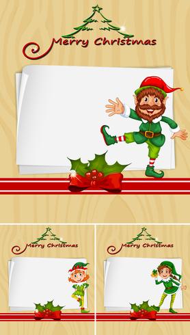 Border template with christmas eleves vector