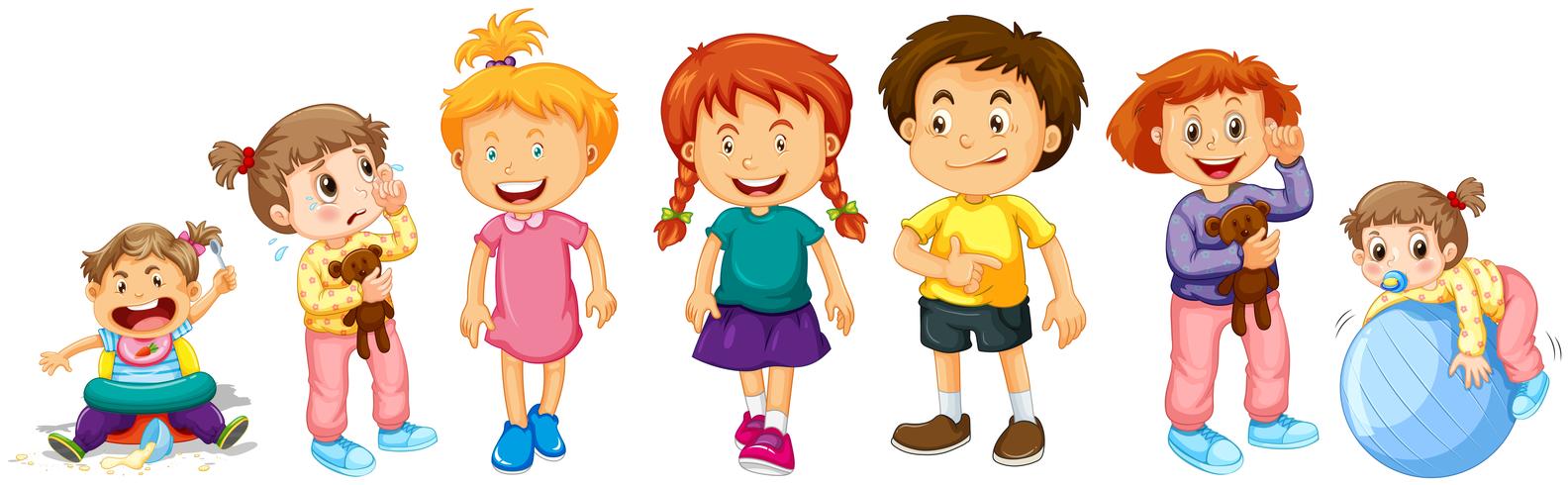 Boys and girls in different actions vector