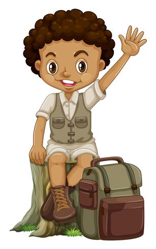 African boy in camping suit vector