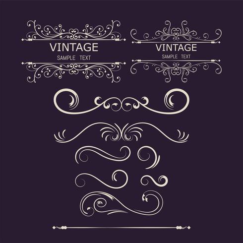 Elementos de decoración vintage. Florece los adornos caligráficos y la ilustración de Frames.vector vector