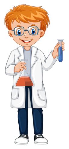 A Scientist Holding Beaker and Test Tube vector