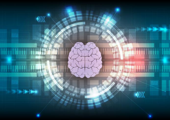 La tecnología digital y el cerebro resumen de antecedentes. Ilustración vectorial vector