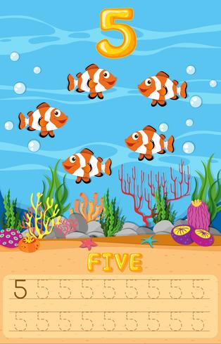 Five underwater fish worksheet