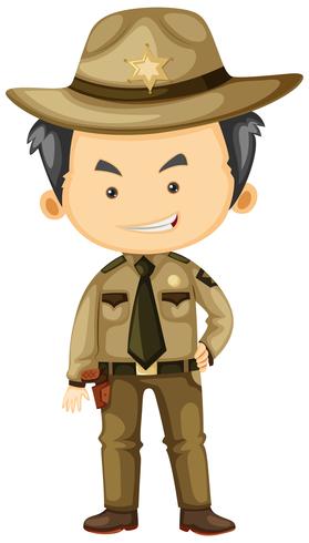 Sheriff en uniforme marrón vector