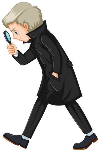 Detective in black costume vector