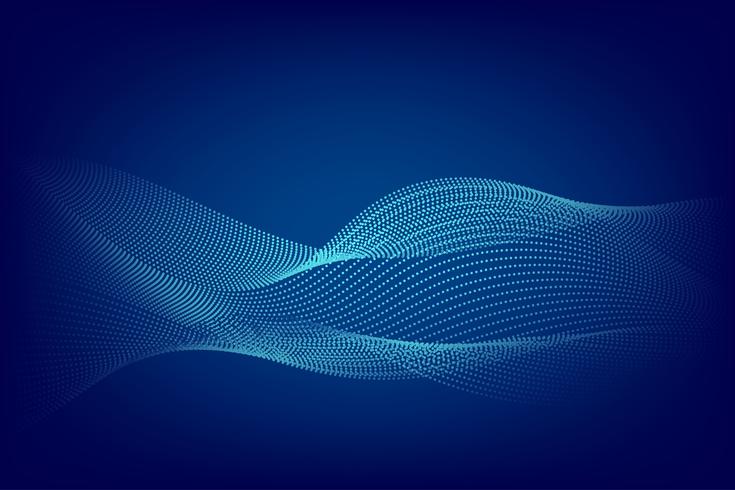 Blue particle line wave abstract background  modern design  