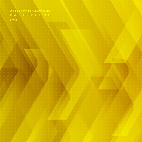 Abstract yellow tech diagonal geometric background with big arrows sign digital and stripes technology concept. Space for your text. vector